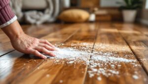 Parquet qui grince : ce talc appliqué entre les lames règle le problème en silence