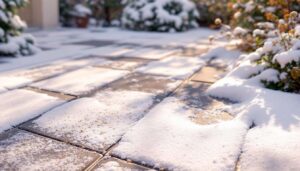 Terrasse glissante en hiver : cette poudre naturelle remplace le sel sans abîmer vos dalles