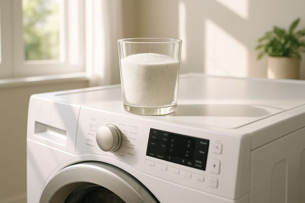 Machine à laver : pourquoi verser le produit dans un verre avant de lancer le cycle change tout